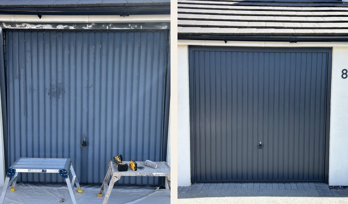 Garage door rust repair and repaint Shoreham Beach